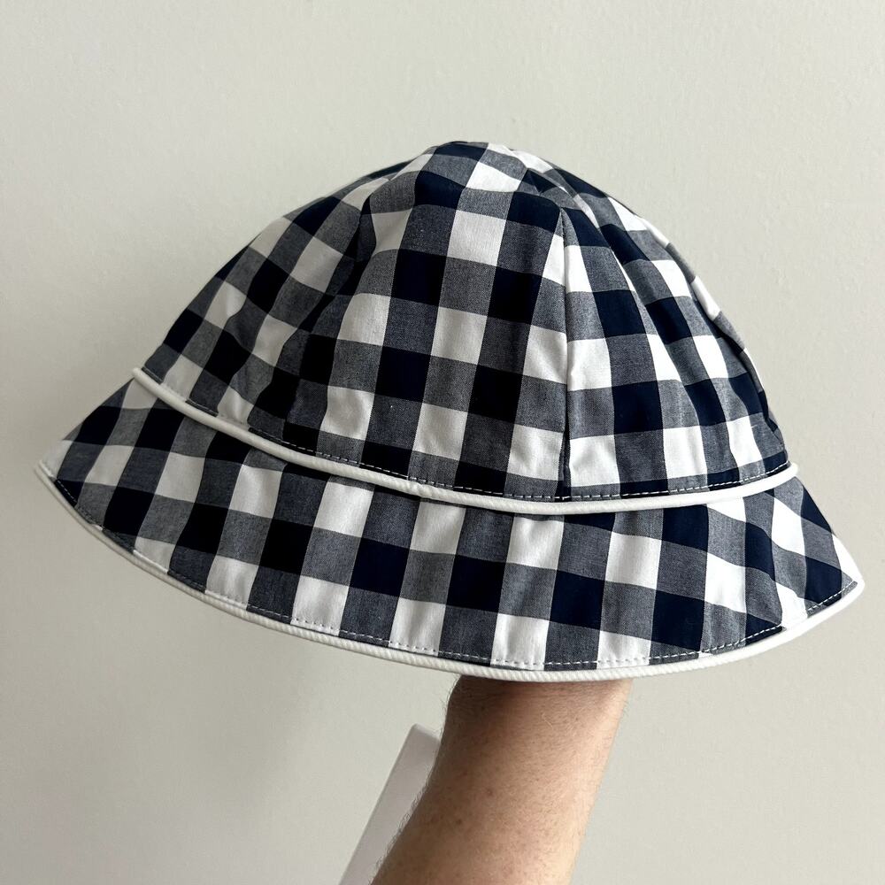 NEW Janie & Jack Navy Gingham Check‎ Print hat size 3 to 6 months
